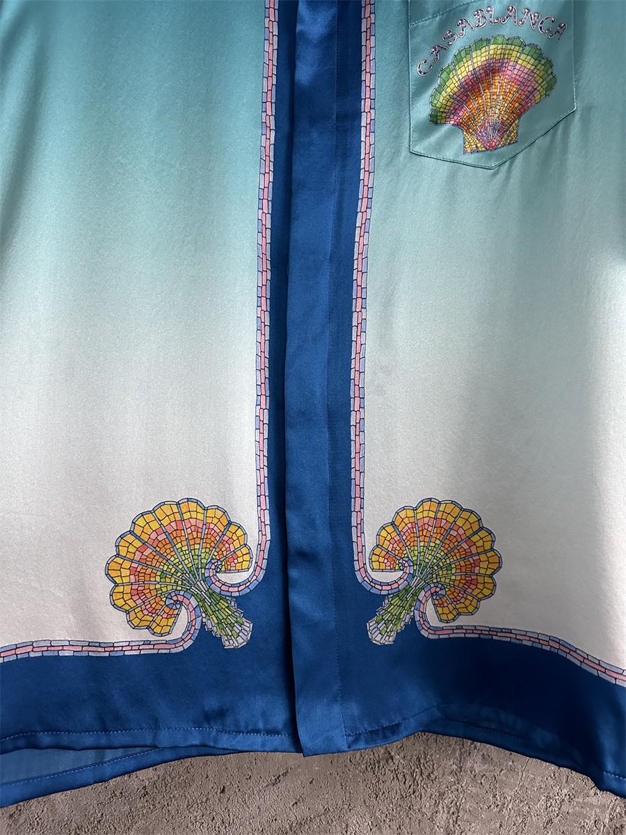 New CASABLANCA Summer Shell Print Lightweight Short Sleeve Premium Relaxed Shirt