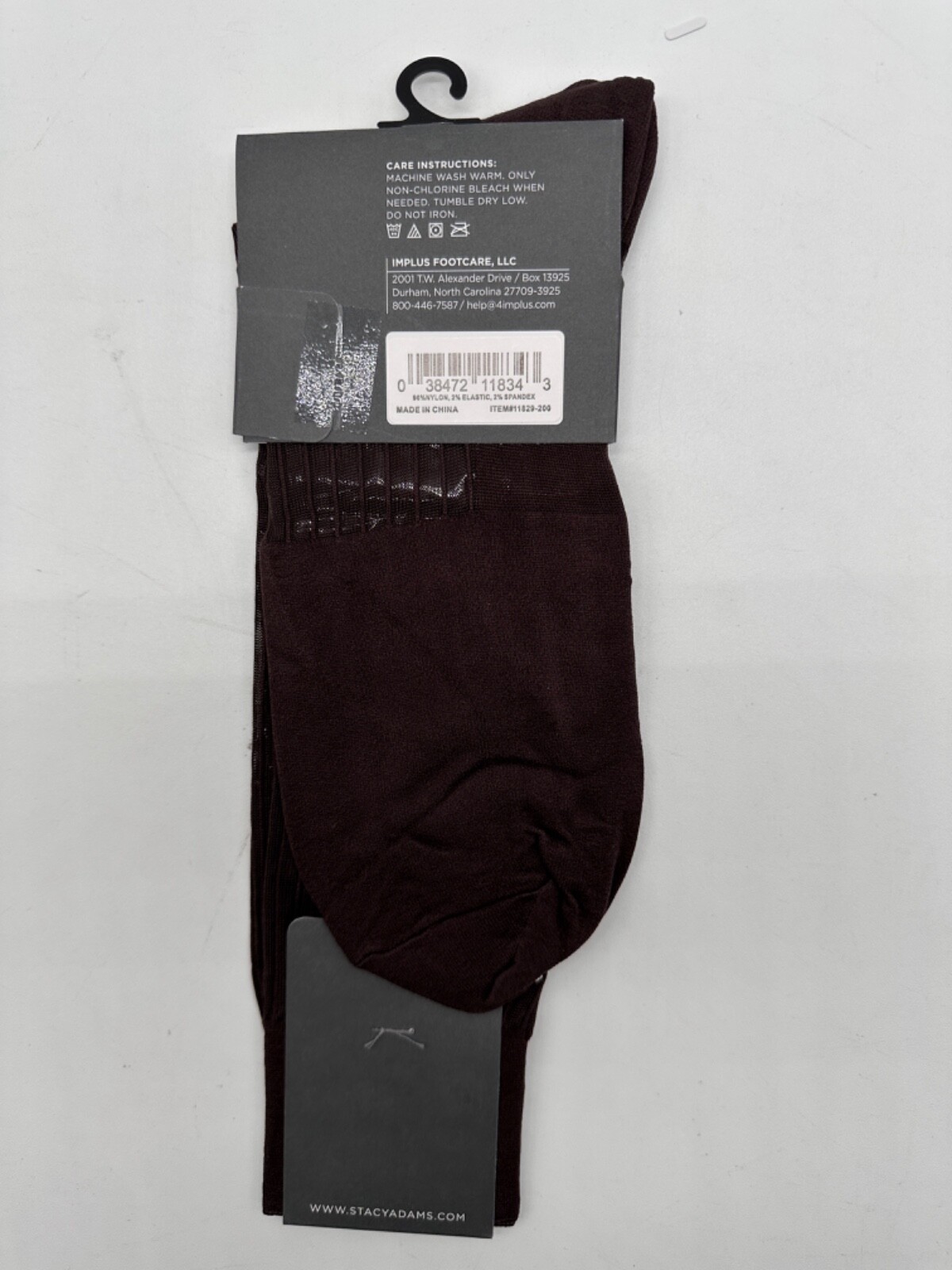 ONE PAIR NEW WITH TAG STACY ADAMS NYLON SLIKY RIBBED MEN’S CREW DRESS SOCKS