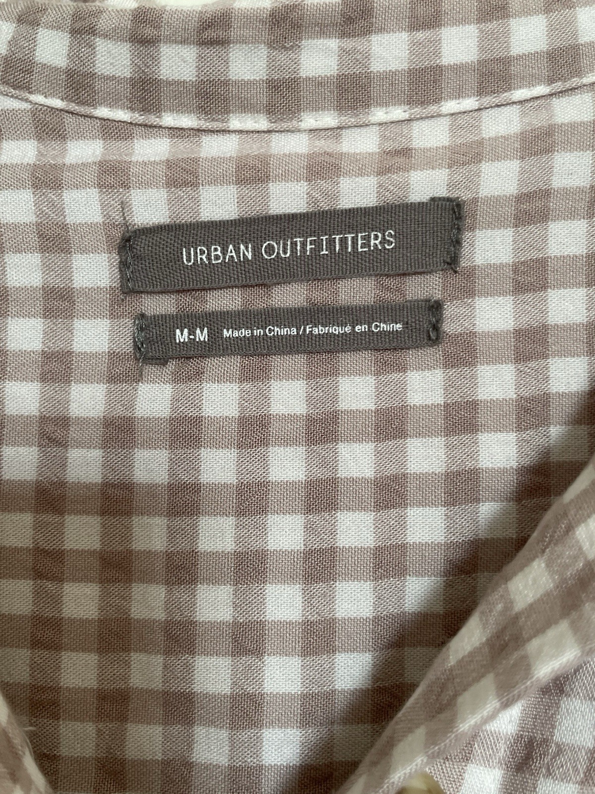 Urban Outfitters Brown/White Gingham Shirt Dress Collared Button Front Midi M