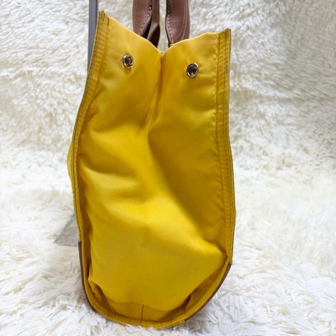 Tory Burch Ella Large Capacity Logo Embossed Tote Bag Yellow Canvas