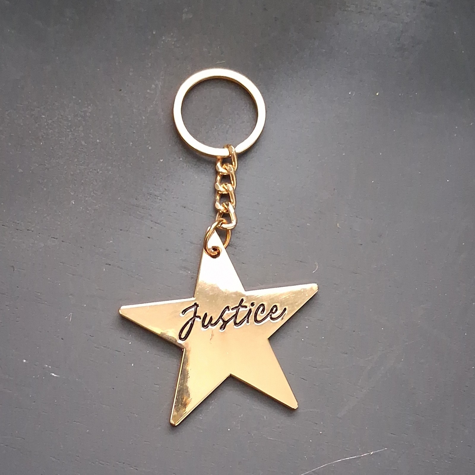 Justice Gold Star Metal Key Chain for Women with Logo Accent