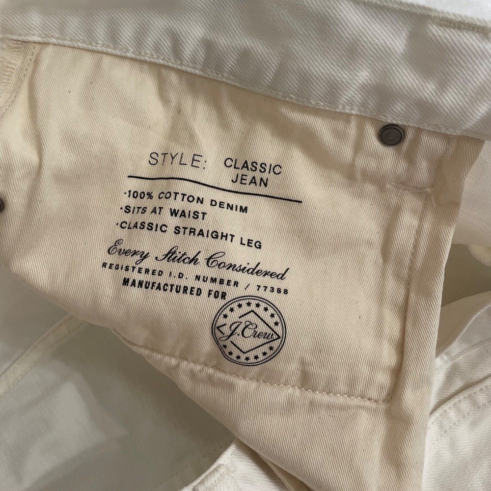 Men’s J. CREW Classic Jeans Solid White Straight Leg Denim 38W x 32L 38×32