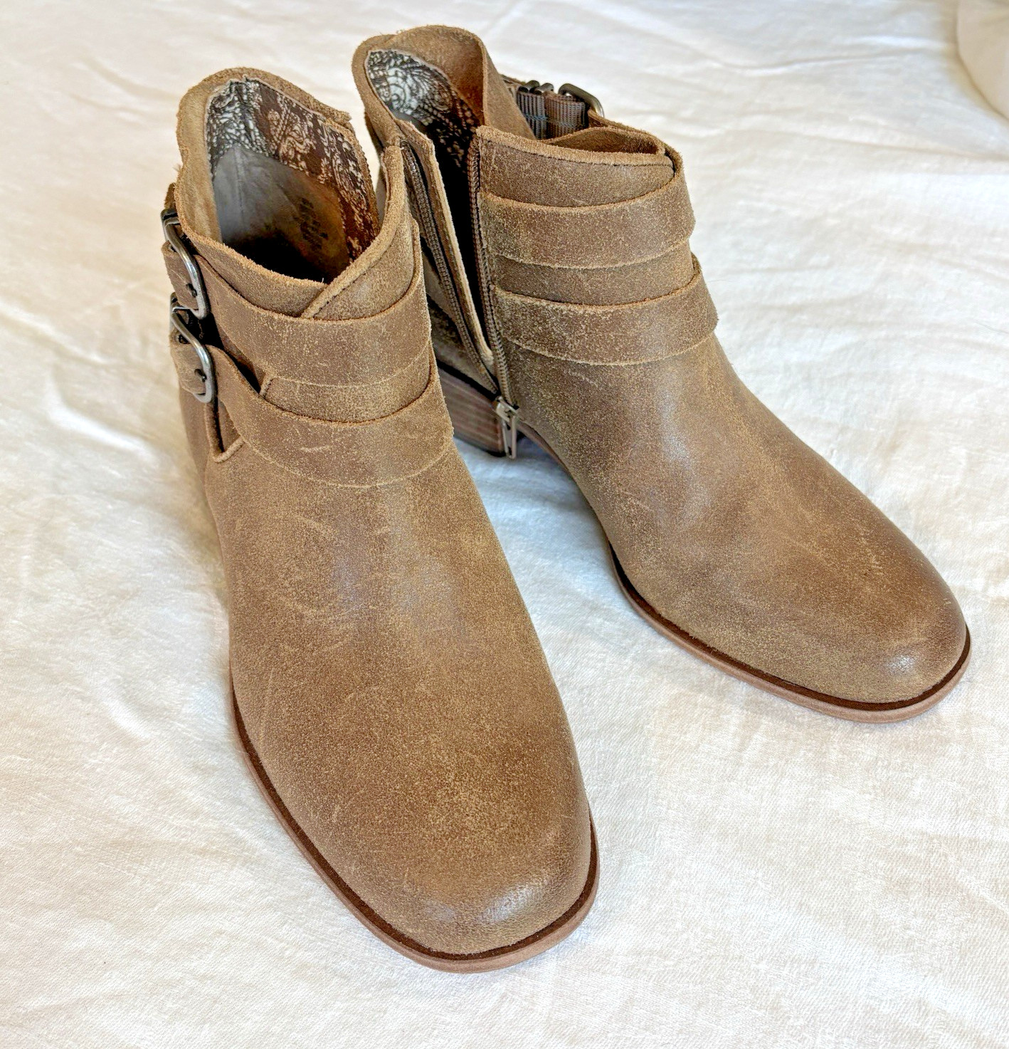 Lucky Brand Befind Booties Leather Tan Size 8 Ankle Boots
