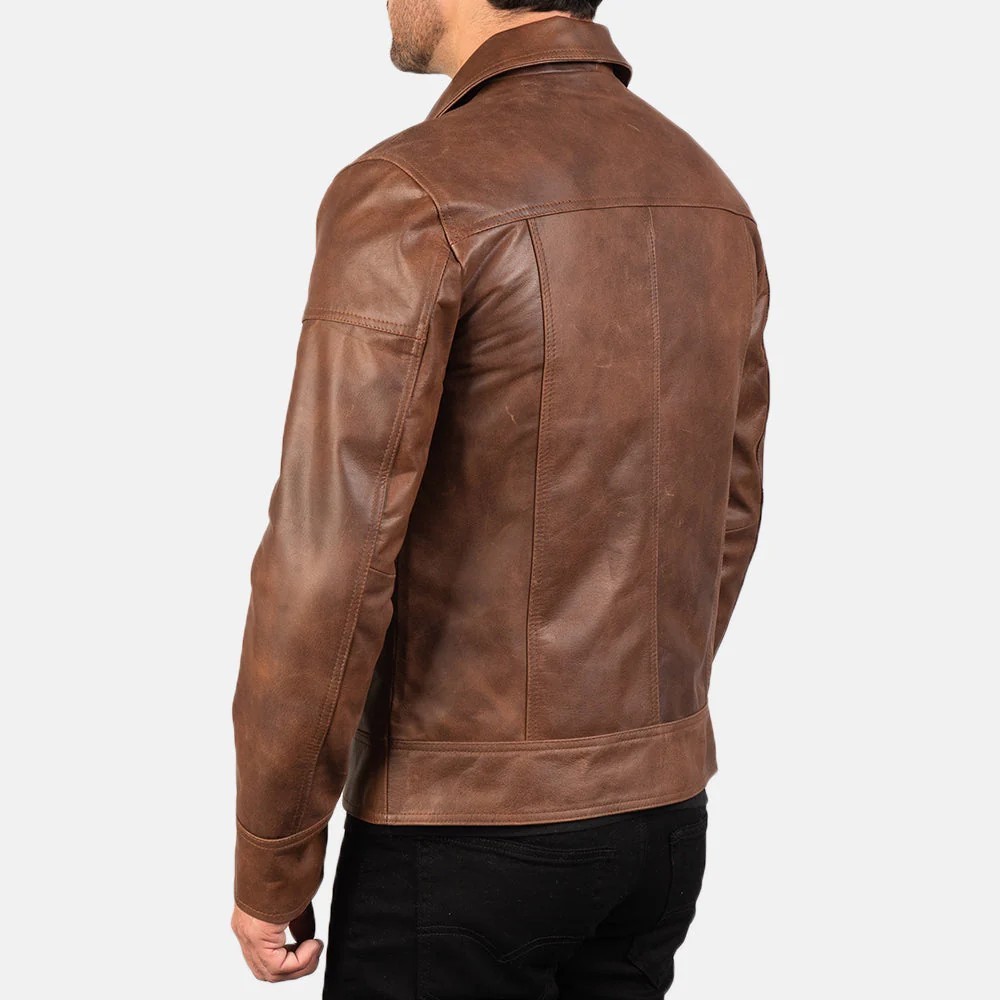 Men’s Brown Biker Leather Jacket Lambskin