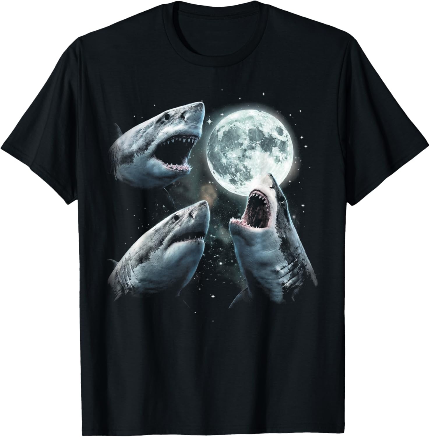 Funny Shark Howling at Moon Vintage 90s Graphic T-Shirt unisex T-Shirt