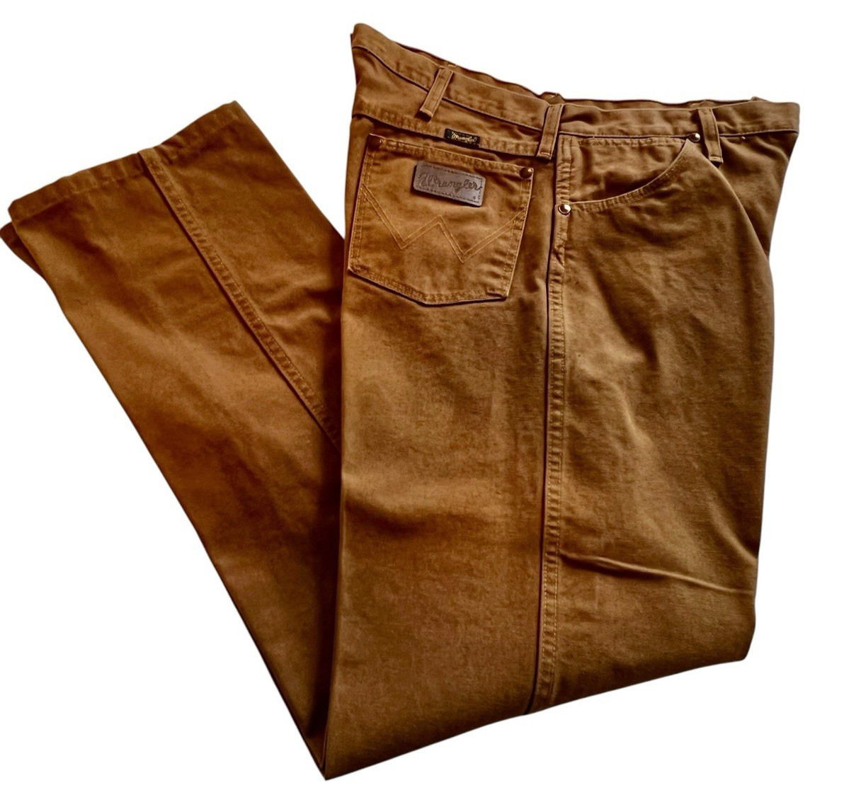 VTG Jeans Wrangler Mens Size 36×32 80s Brown Whiskey Cowboy Cut Made USA Canvas