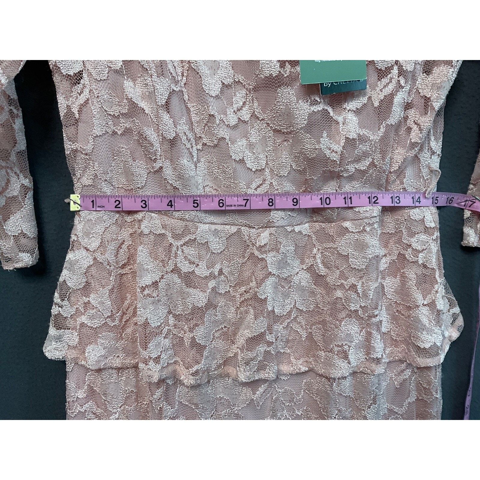 Chetta B Pink Floral Lace Maxi Dress Womens Size 12 Lined Formal Gown No Belt