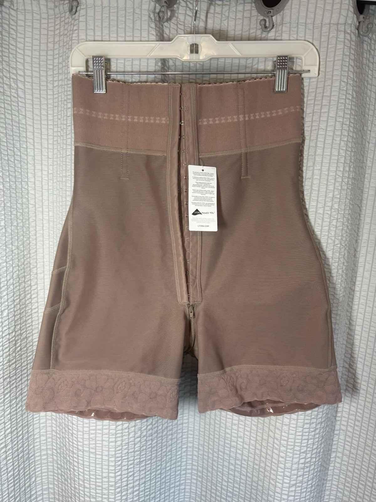 NWT Colombian Faja Shapewear Shorts 2XL Butt Lifter Open Crotch Zip Lycra Beige