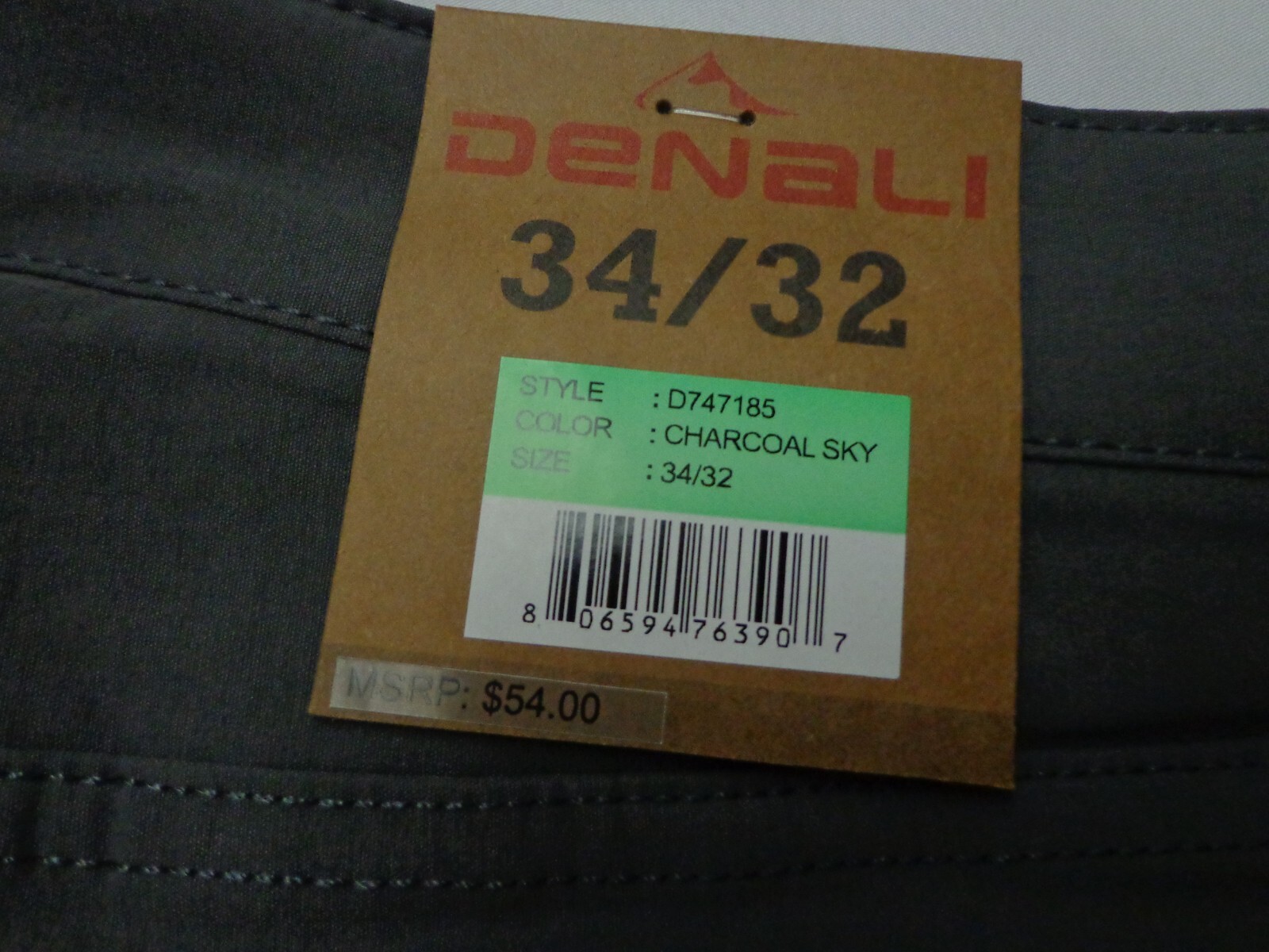 DENALI Charcoal Sky Gray Tech Fabric Stretch Pants NWT 34/32 MSRP $54