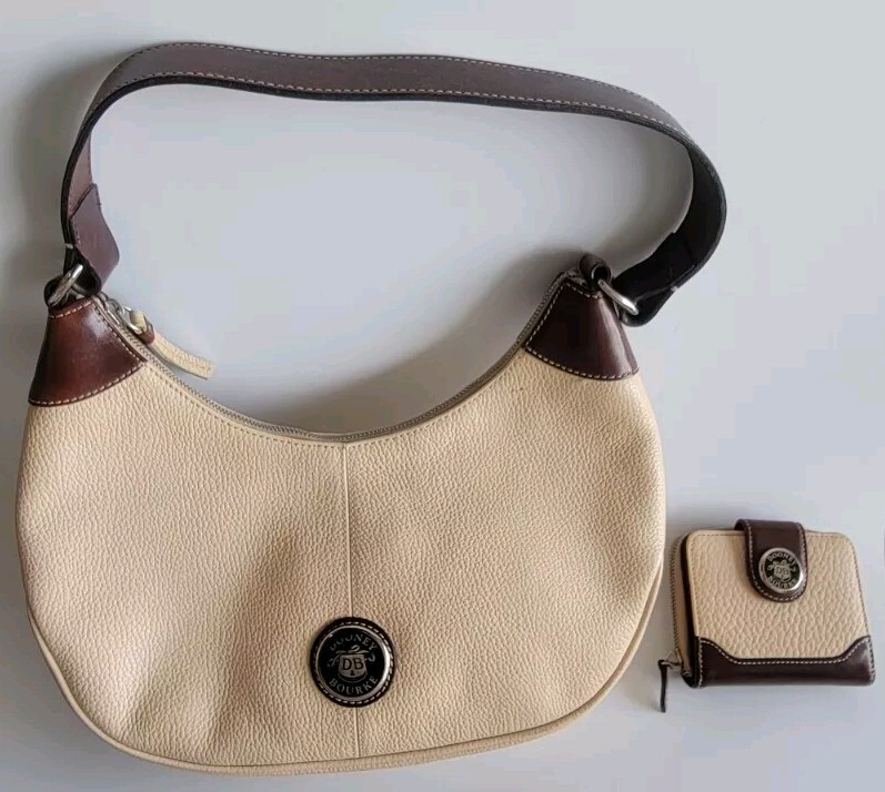 Dooney & Bourke All Weather Leather Hobo Shoulder Bag & Wallet [Pebbled/Cream]