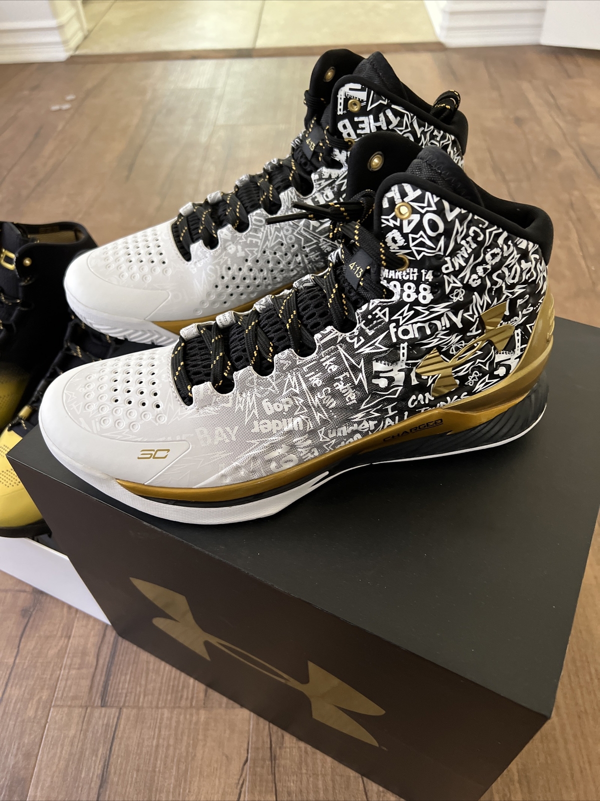 Under Armour Curry Back 2 Back B2B MVP Pack Warriors Championship Size 10.5