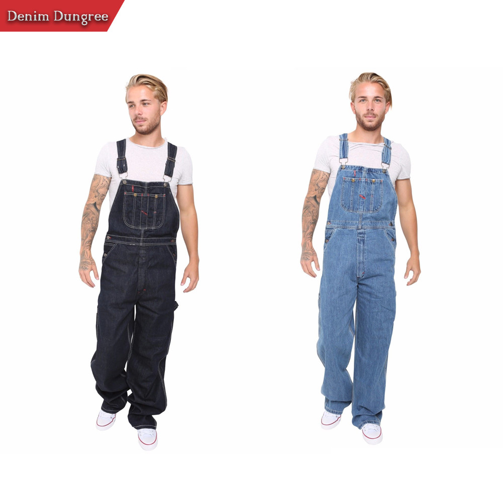 Men Denim Bib And Brace Overalls Painters Coveralls Pro Work Engineer Dungarees