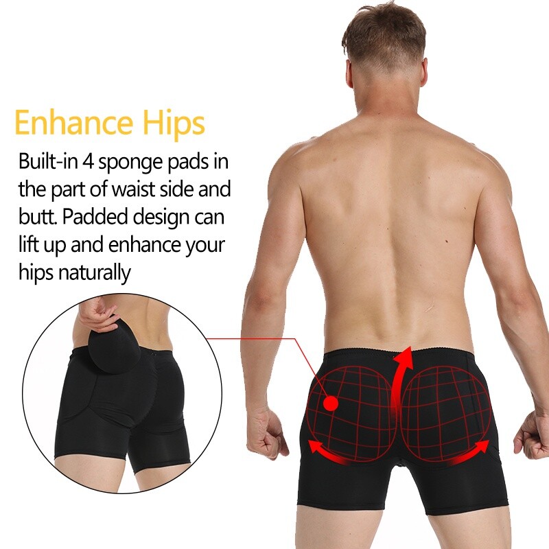 Men Butt Lifter Underwear Boxers Shorts Padded Lift Hip Enhance Pants Shapewear