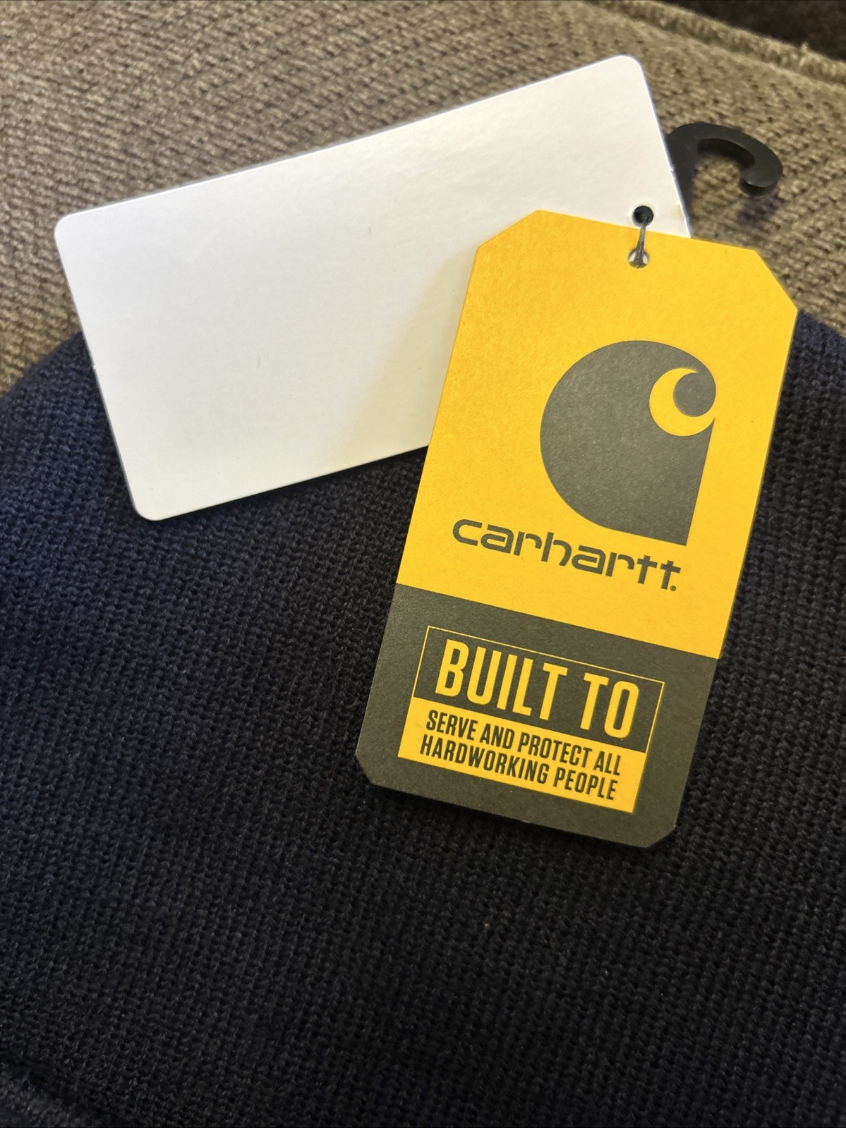 Carhartt Knit Cuffed Beanie Hat One Size Navy Blue Logo AH4597-M NWT