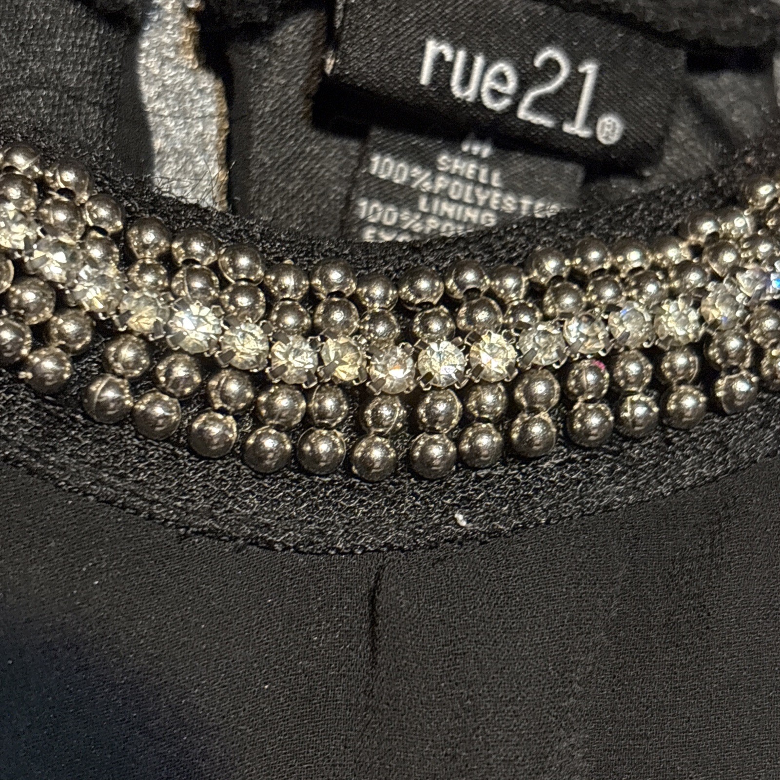 Black Sheer Tank Top Women’s Jrs Sz M Blouse Top Summer Bejeweled Neckline