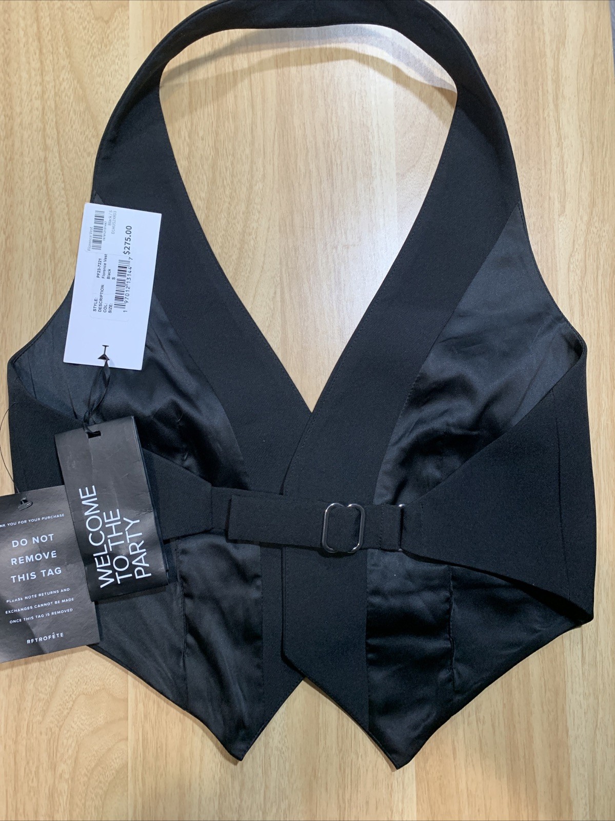 Retrofete Black Florence Button Vest Womens Size Small