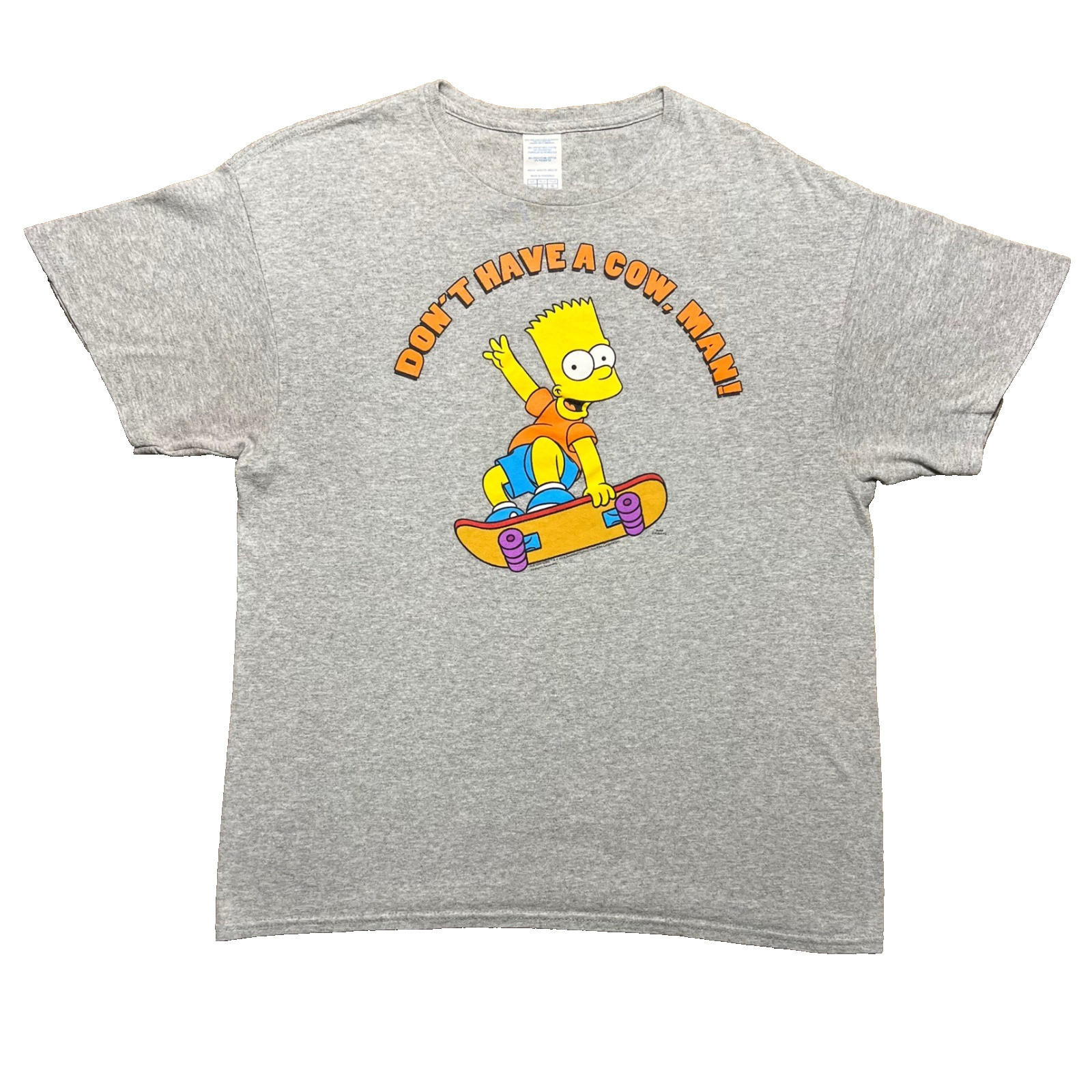 Delta The Simpsons Bart Simpson Skateboard Don’t Have A Cow Man Gray T Shirt L