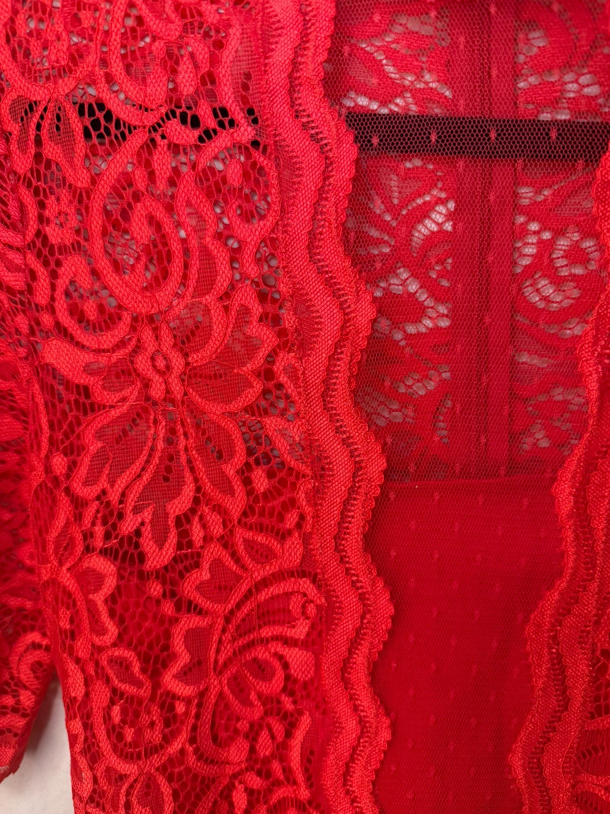 Vibrant Red Express Mock Neck Sheath Dres Lace Floral Size 8
