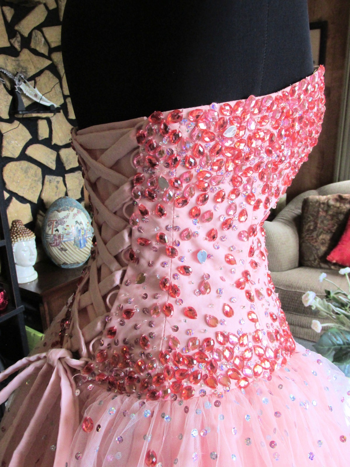Vtg MORI LEE by Marilyn Gardner Peach Gown Dress Quinceañera Prom SZ 2