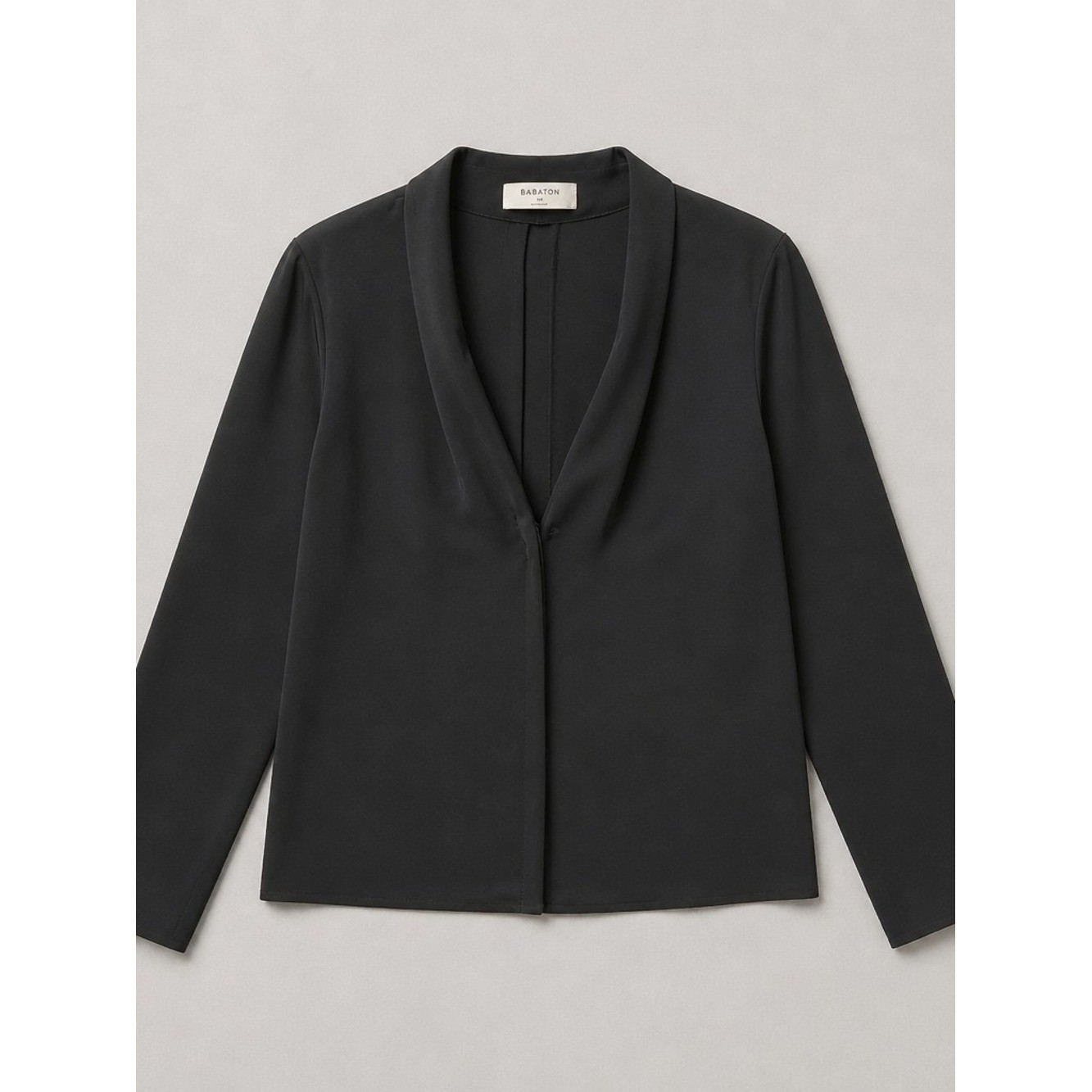 Aritzia Babaton Black Button Front Blouse Size Medium Minimalist Drapey