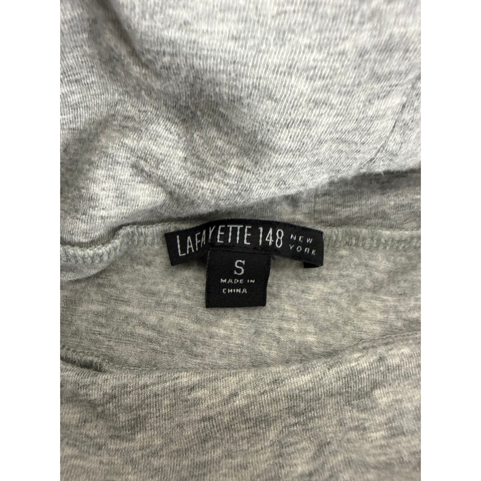 Lafayette 148 New York Sz S Cotton Spandex Mock Neck Top Gray Long Sleeve Women