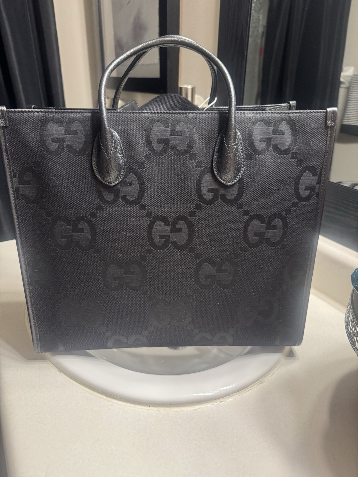 Authentic Gucci Jumbo GG Canvas & Leather Large Tote