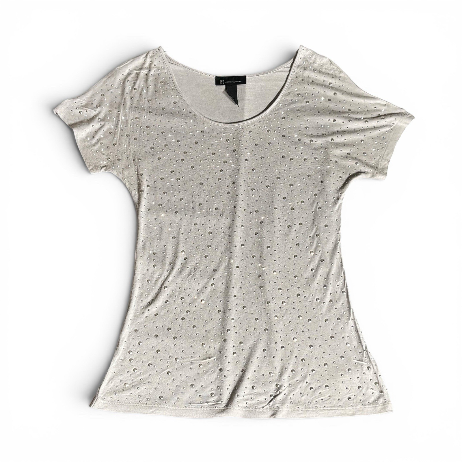 INC International Concepts Silver Studded Rayon Dolman Top Women’s S