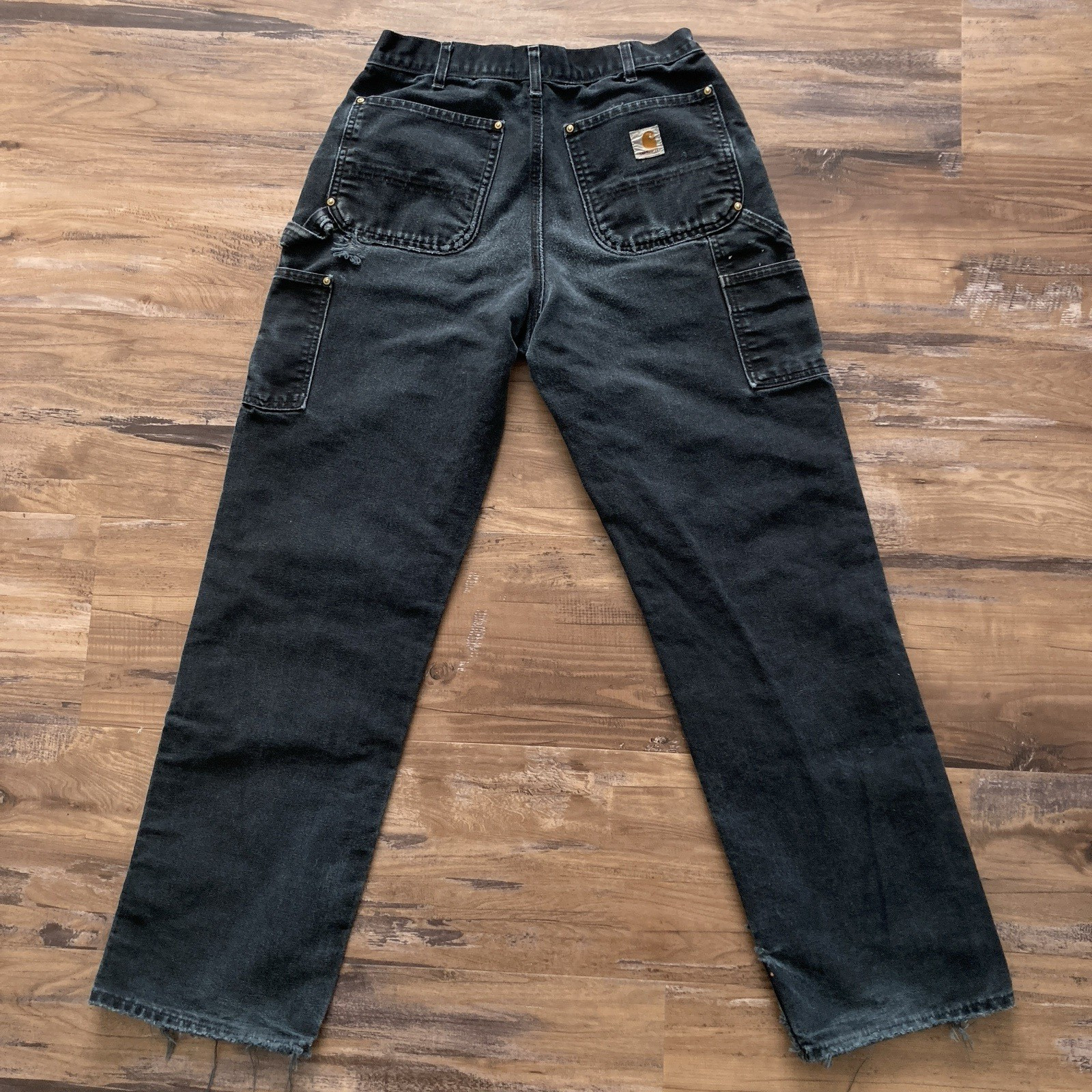 Carhartt B01 BLK Double Knee Work Pants Mens 32×34 (Fits 30×32) Faded Distressed