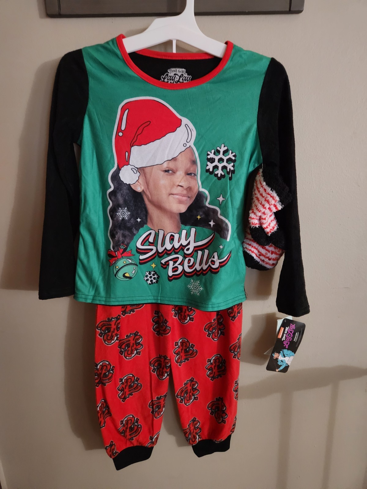 3-Piece Slay Bells Pajamas For Girls Size M(7/8)