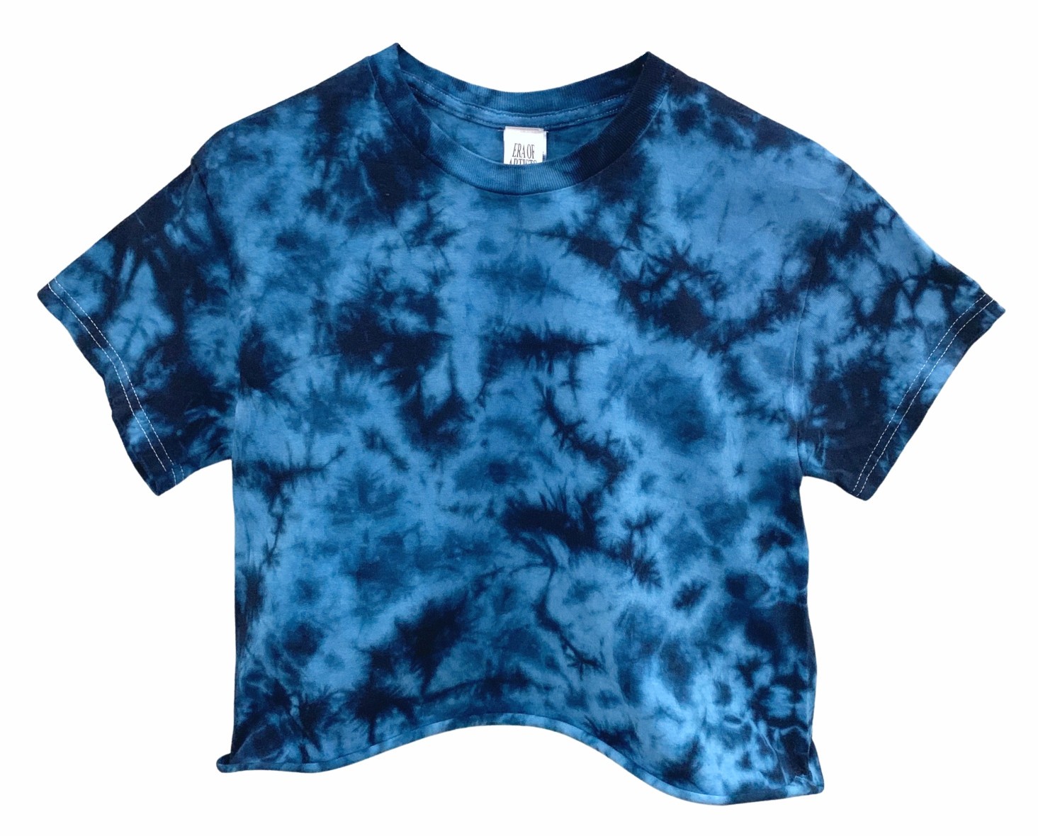 Crystal Tie Dye Unisex Cropped Tee, Hand Dyed, Raw Bottom Edge