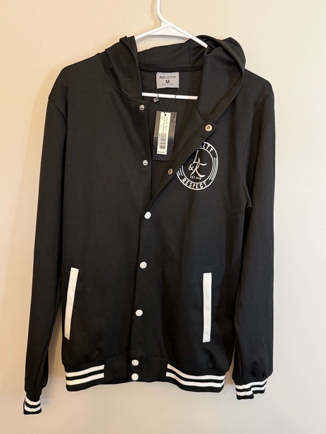 Riflessi Loyalty & Respect Varsity Style Snap-Front Hoodie Jacket