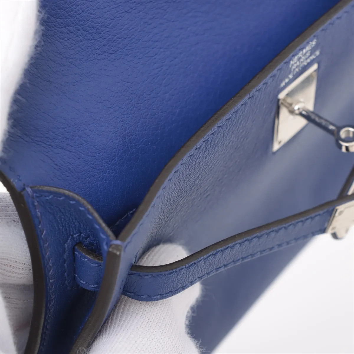Hermès Tiny Kelly Swift Blue Silver Metal Fittings □O: 2011