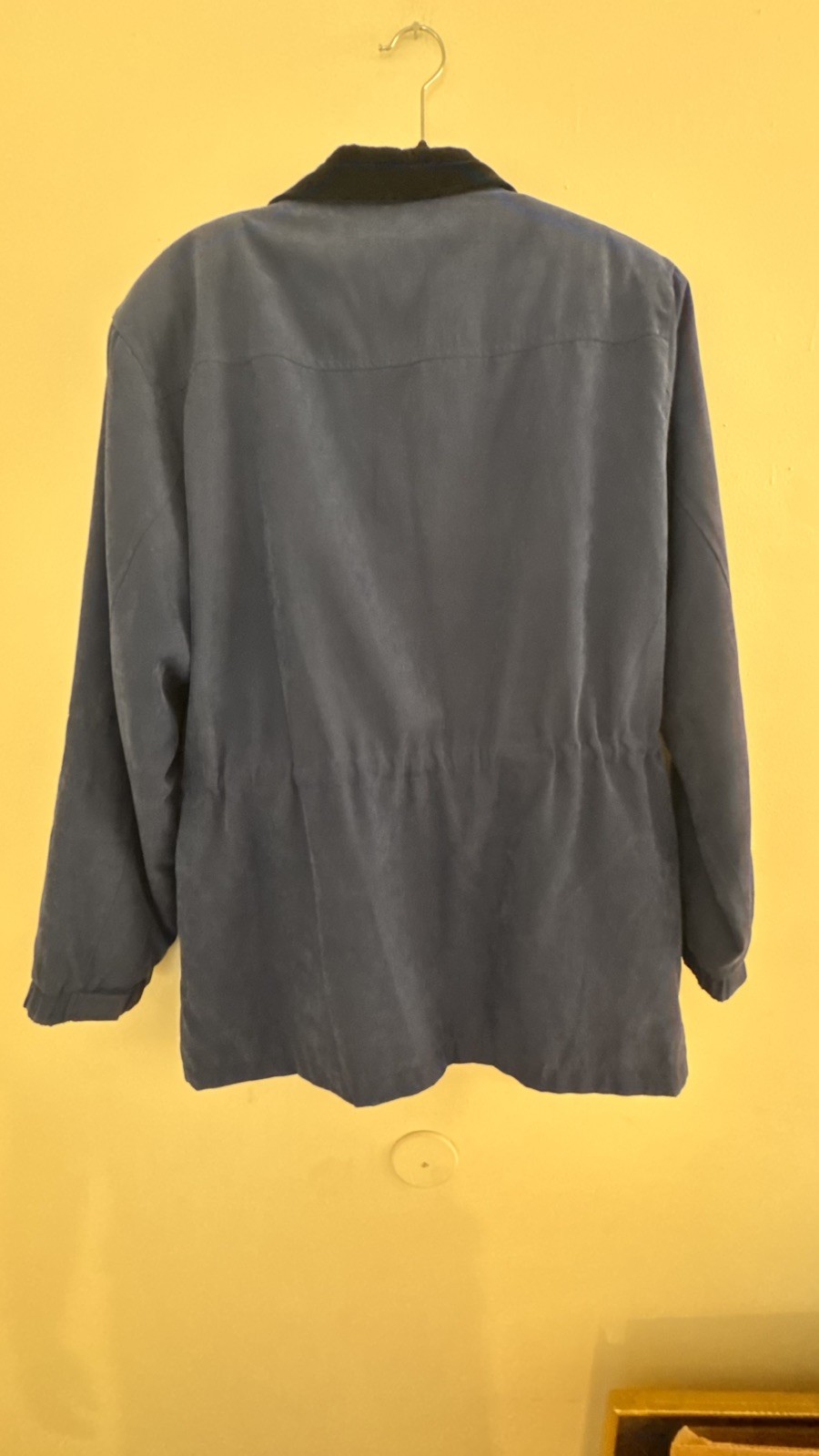 Men Gallery Blue w/ Black Velvet Trim Parka Jacket L Zip Lining