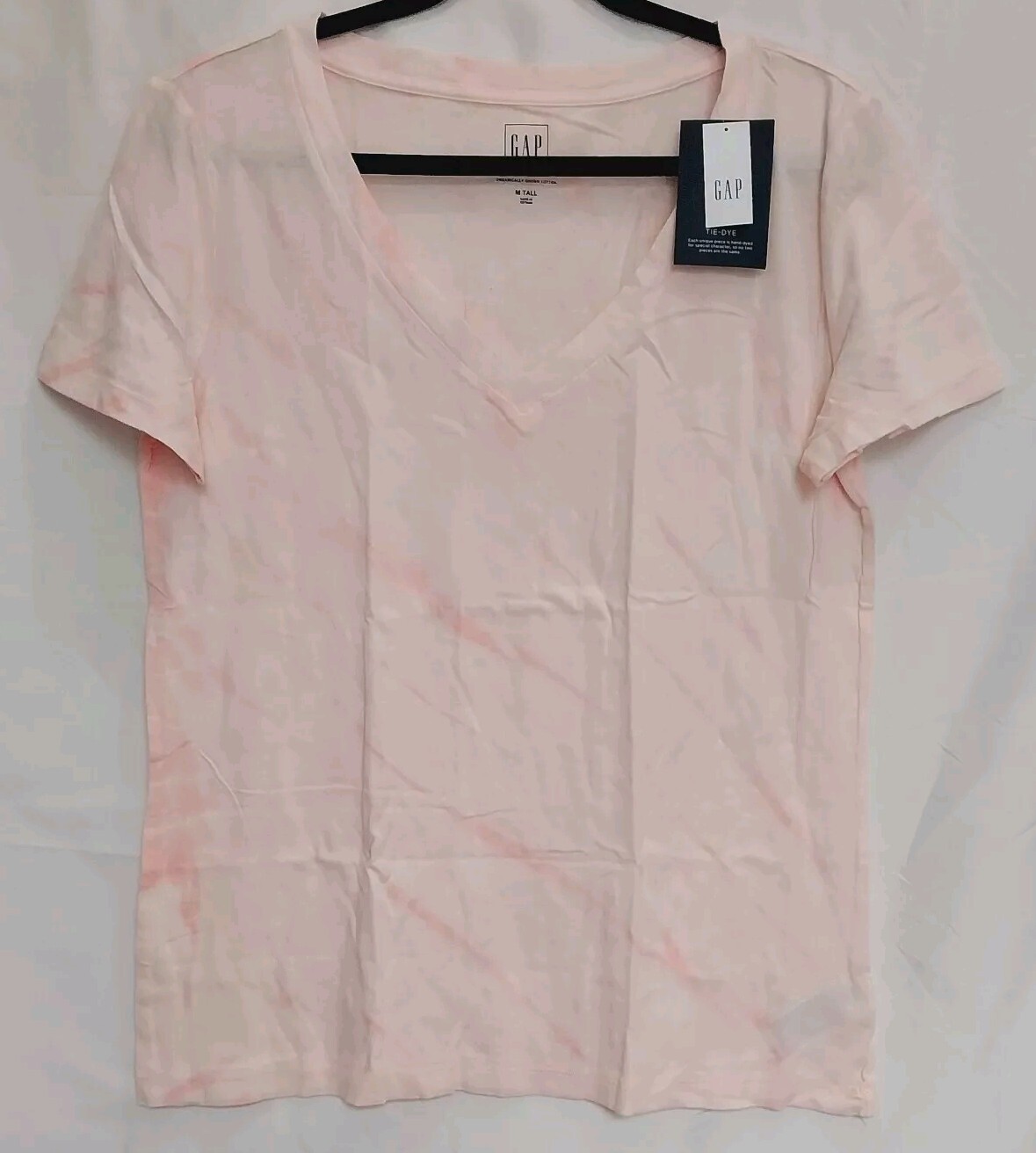 Gap Women’s M Tall Pink Tie-Dye 100% Organic Cotton T-shirt Short Sleeve ~ New