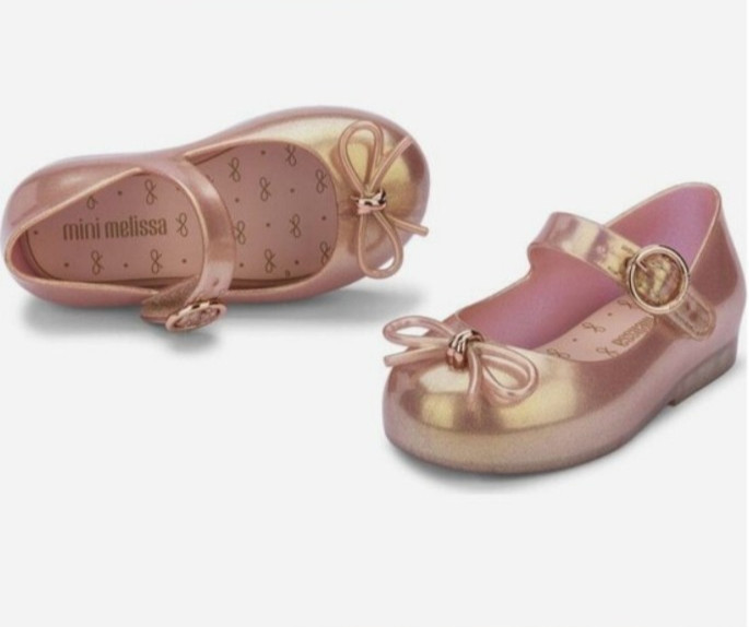 Mini Melissa Rose Gold Metallic Jelly Mary Jane, size Toddler 6