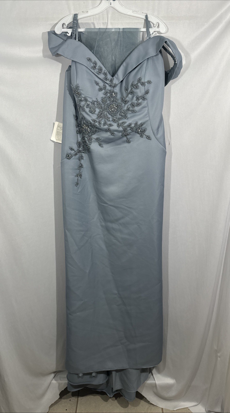 NWT $570 Marsoni [PLUS 24 ] 1142 Off Shoulder Mermaid Gown in Wedgewood J2355
