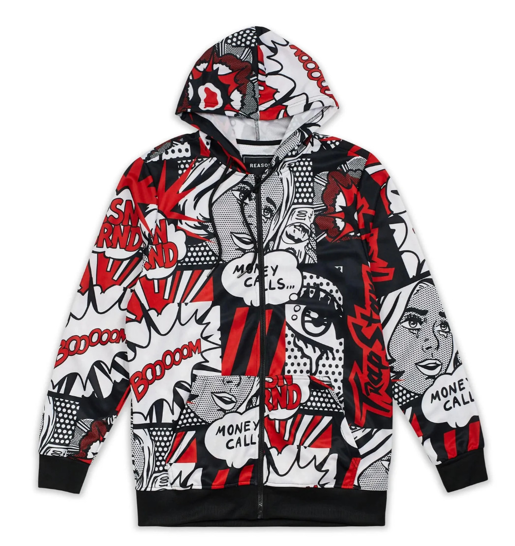 Reason Brand Money Calls Comic Print Track Set Tracksuit 2 Piece Set Size Large