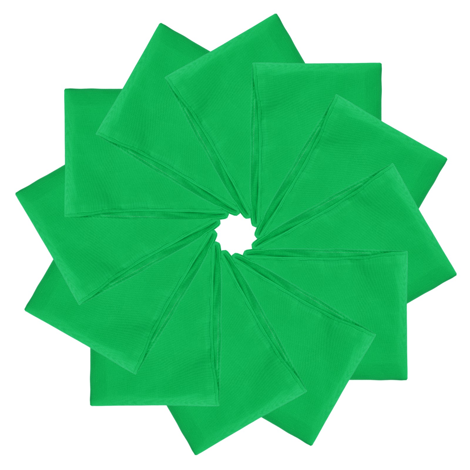 12Pcs 21″x21″ Large Solid Color Bandanas Bulk Blank Head Bandannas Grass Green
