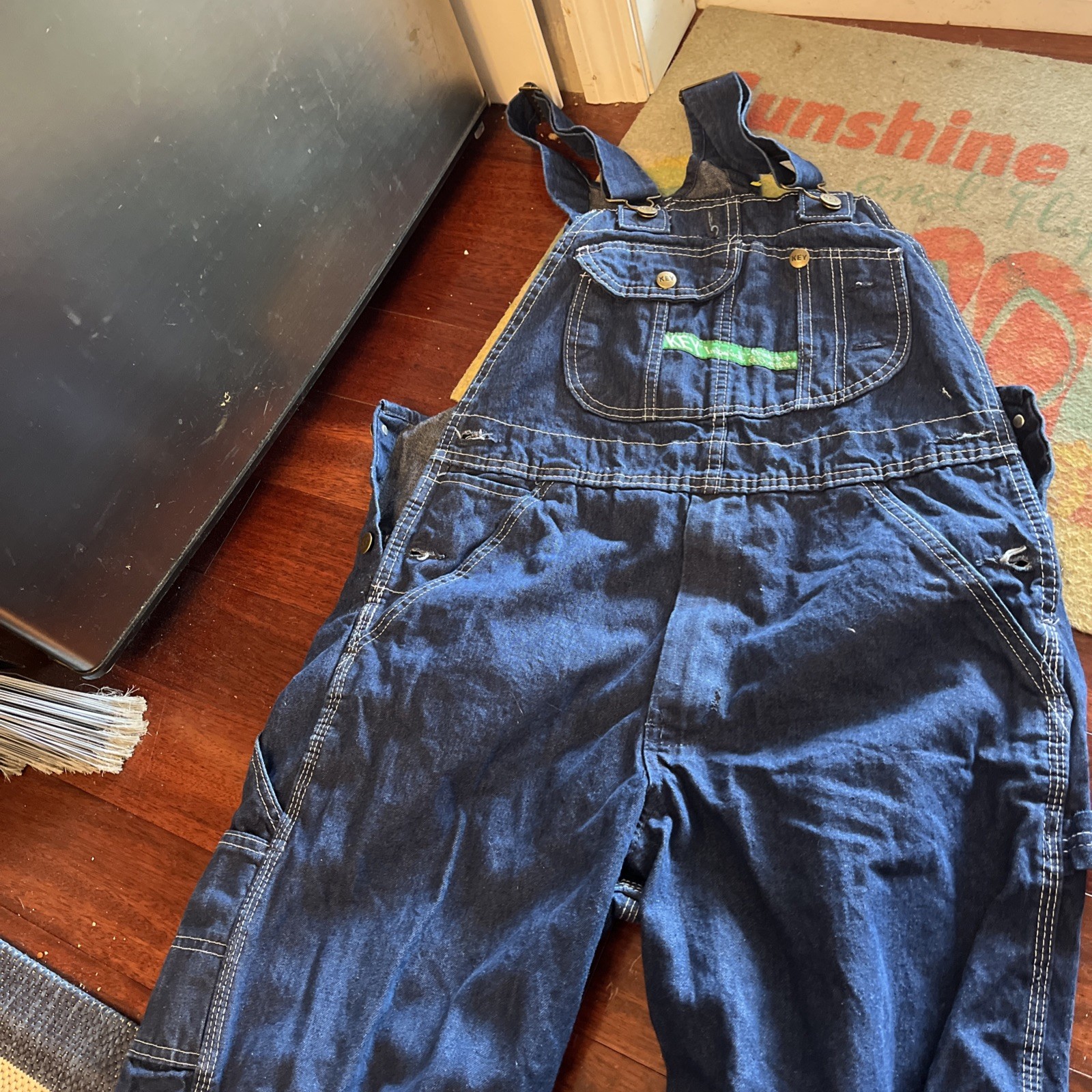Vtg Key Imperial Bib Overalls Size 32×30 Blue Denim Workwear Farm Trucker