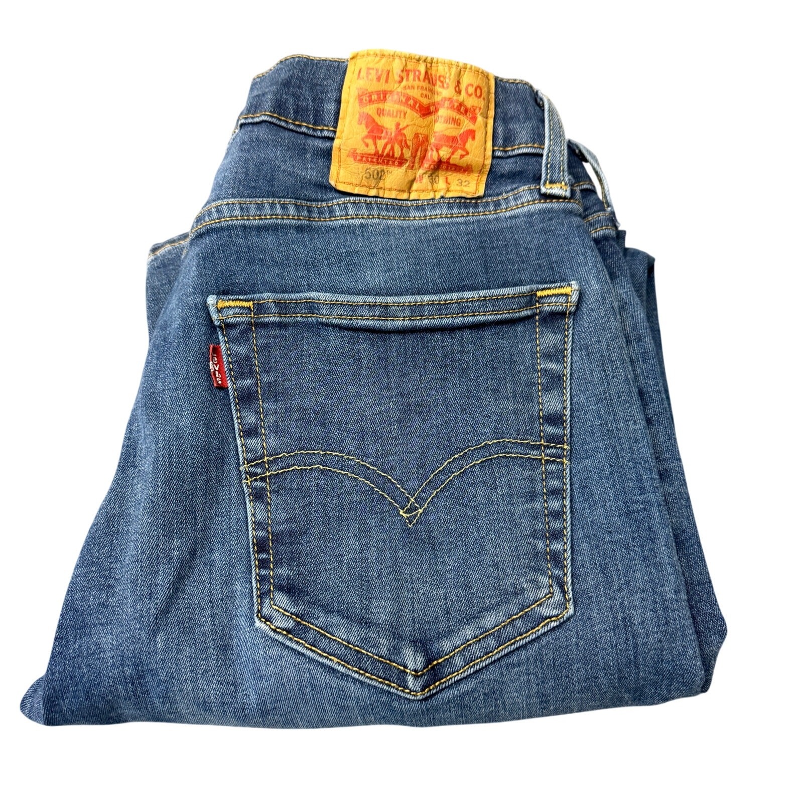 Levi’s 502 Jeans Classic Taper Fit Mens 30×32 (30×30 ACTUAL) Blue Denim Stretch