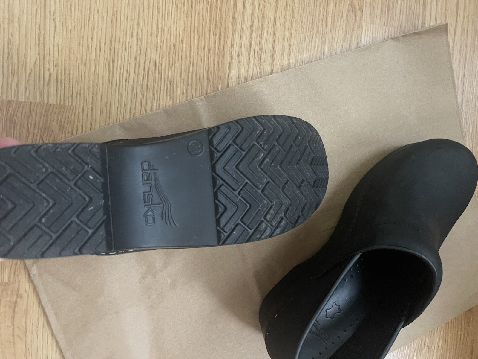 Brand New Dansko Cabrio Black Leather Professional Clogs