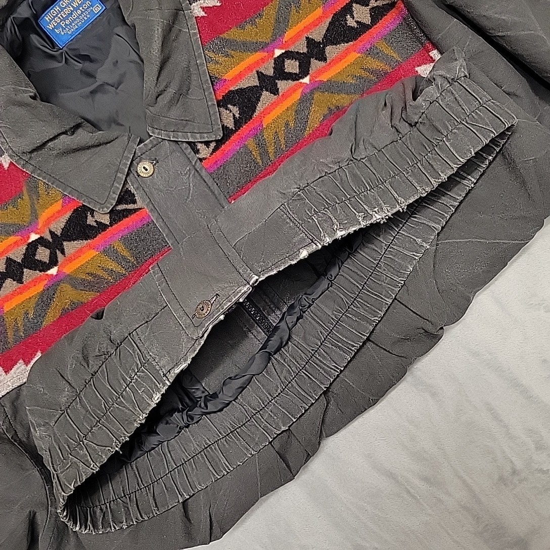 VTG Pendleton Jacket Mens XL Black Aztec Western Bomber Southwestern Made In USA