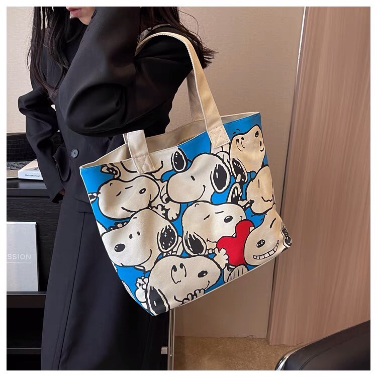Peanuts Snoopy Large Tote Shoulder Bag Ladies Cartoon Zipper Shopper Handbag NEW