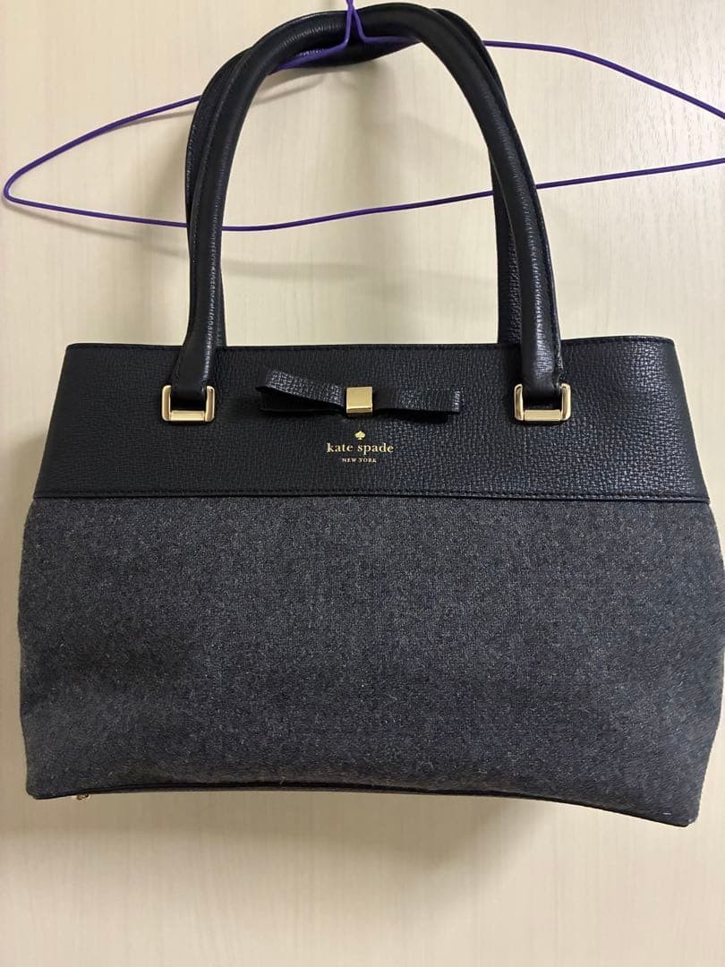 kate spade NEW YORK bag ribbon gray black
