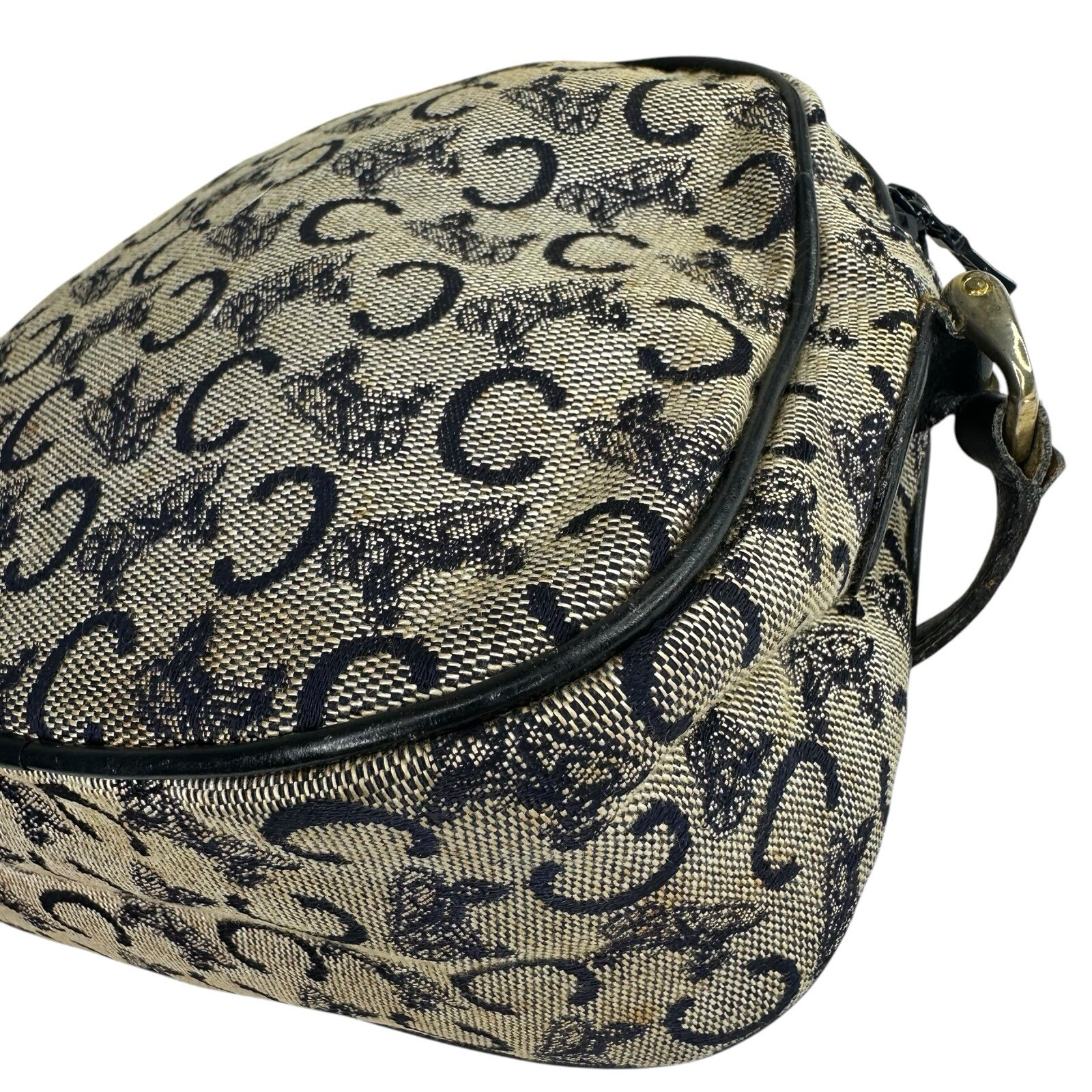 Celine Horse Carriage Hardware Gold Logo C Blue Jacquard/Leather Crossbody Bag