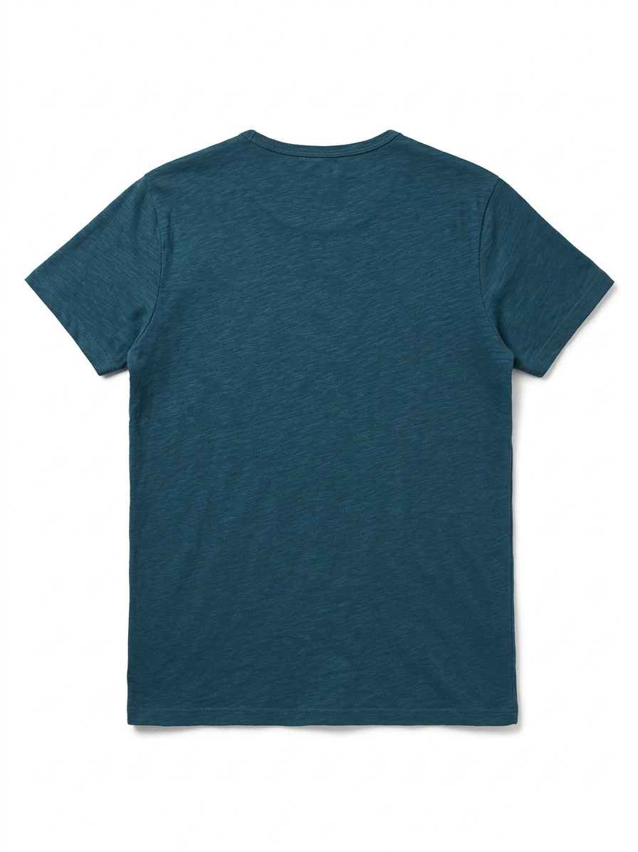 Second Layer Men’s XXL Teal Slub Cotton T-Shirt Slim Fit Crew Neck Short Sleeve