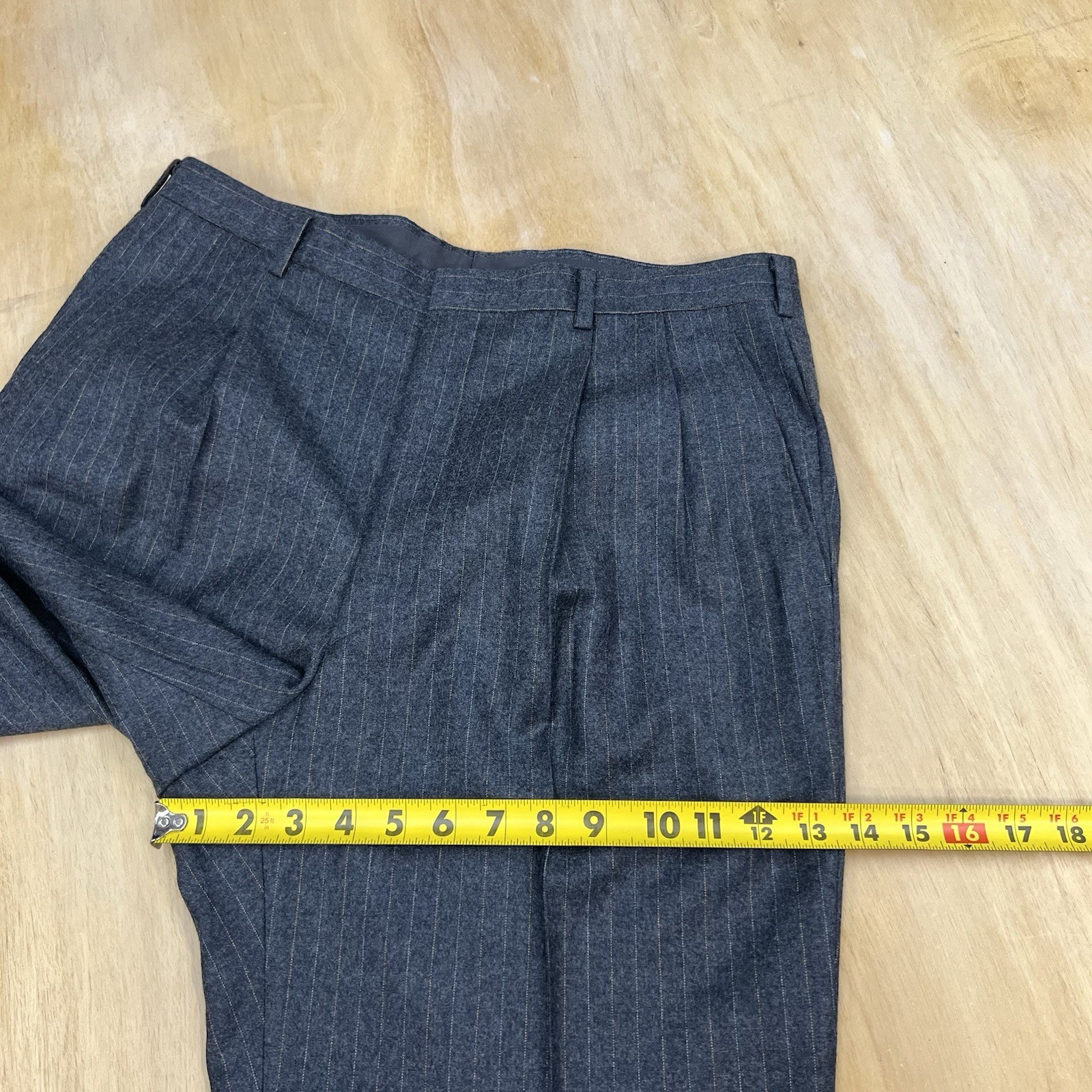 Custom Ermenegildo Zegna Suit 40S Short Cuffed Pleated 32×30 Gray/Orange Flannel