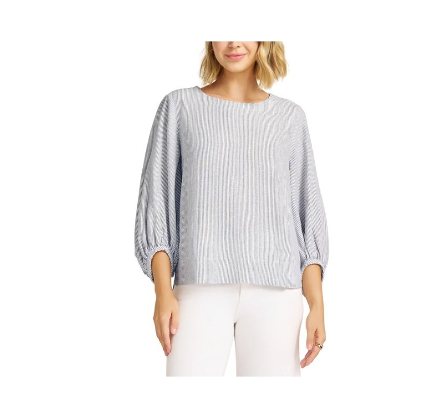Matty M Women’s Linen Blend Top 3/4 Sleeve Boat Neck
