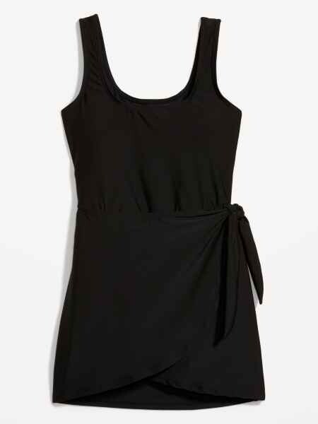 Old Navy XL Wrap-Front Side Tie SwimSuit Swim Dress Black #854710
