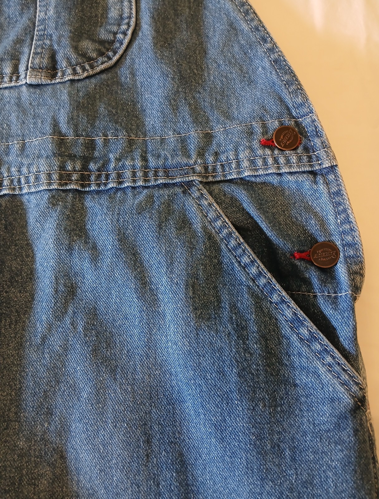 Dickies Overalls 34 X 30 Coveralls Bib Blue Cotton Denim Carpenter Farm Work EUC